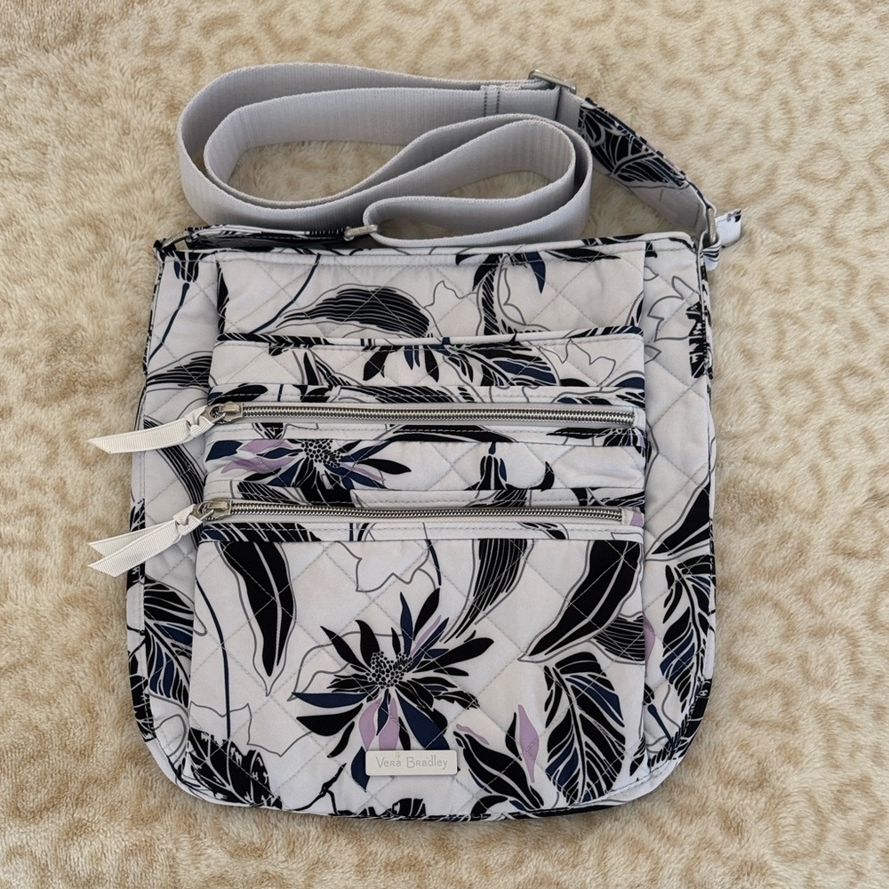 Vera Bradley Triple Zip Hipster Floral Crossbody NWOT